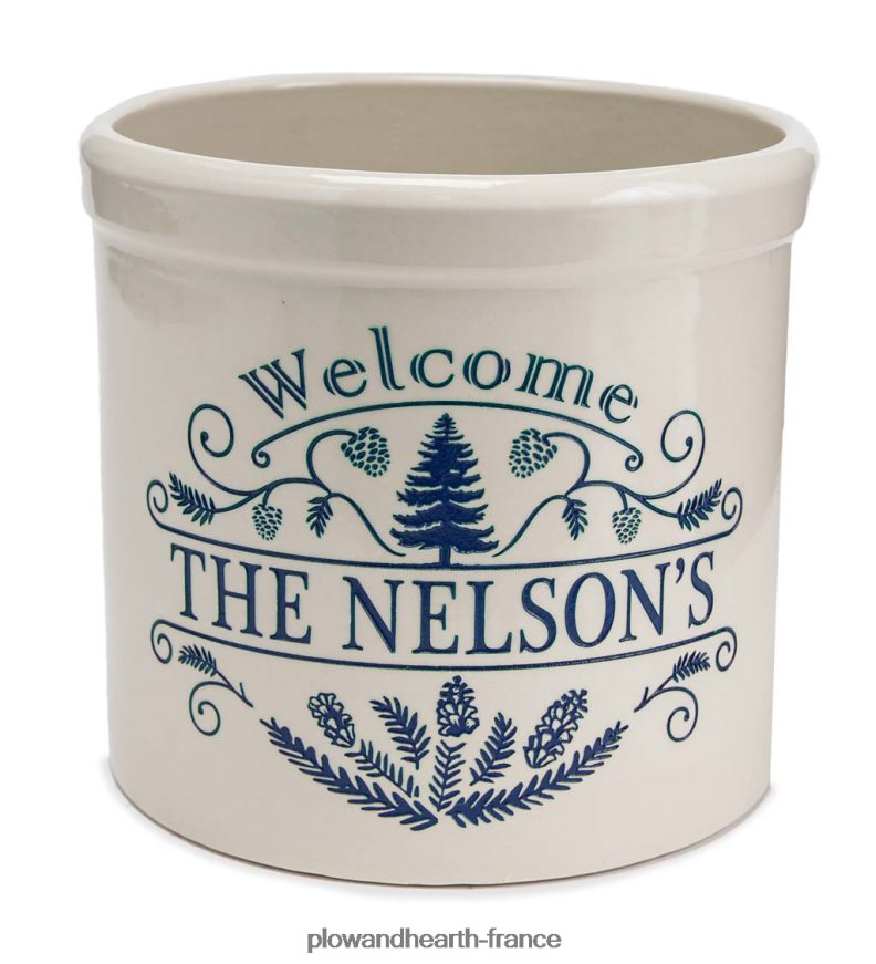 pot de bienvenue en grès personnalisé en pin - noir Plow & Hearth 8642F6916 cour et jardin