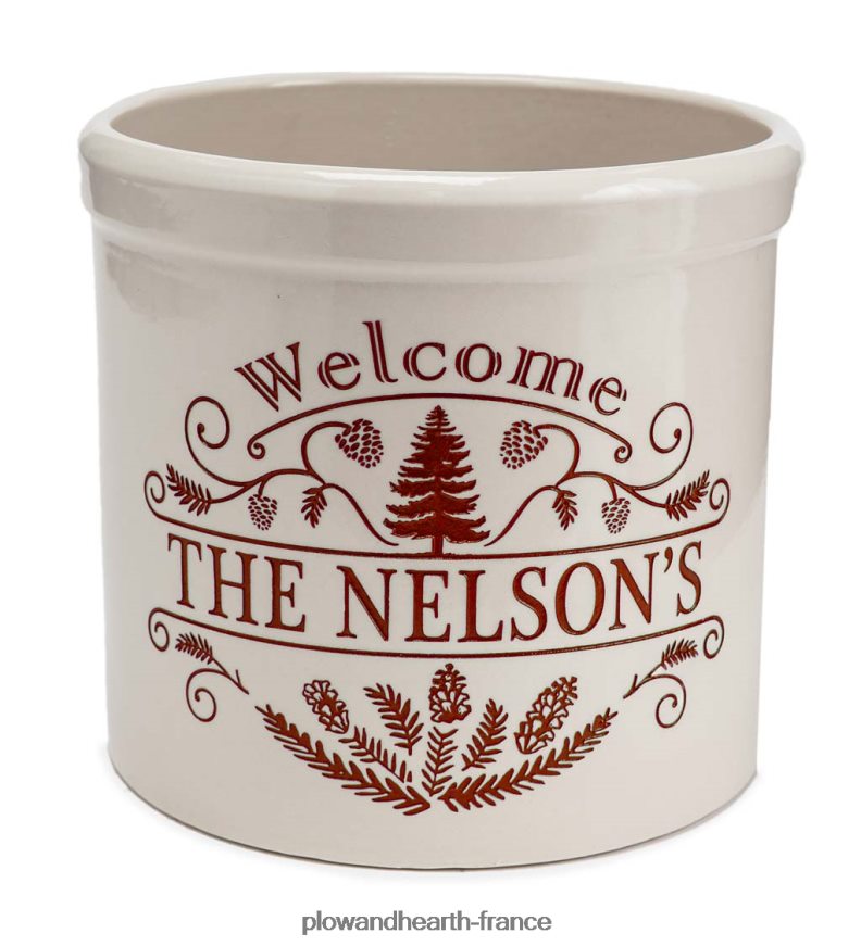pot de bienvenue en grès personnalisé en pin - noir Plow & Hearth 8642F6916 cour et jardin