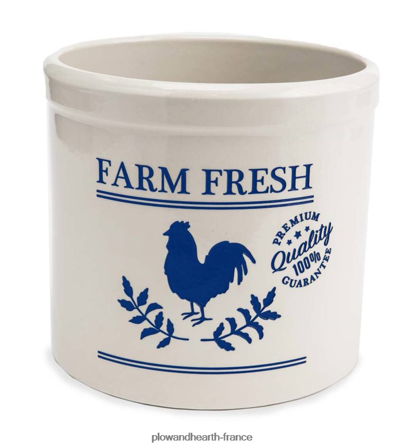 pot en grès coq frais de la ferme - bleu Plow & Hearth 8642F6953 cour et jardin