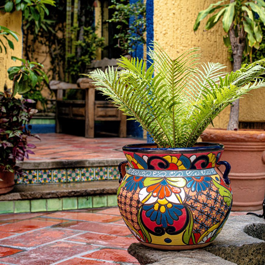 très grand planteur floral talavera chata Plow & Hearth 8642F6959 cour et jardin