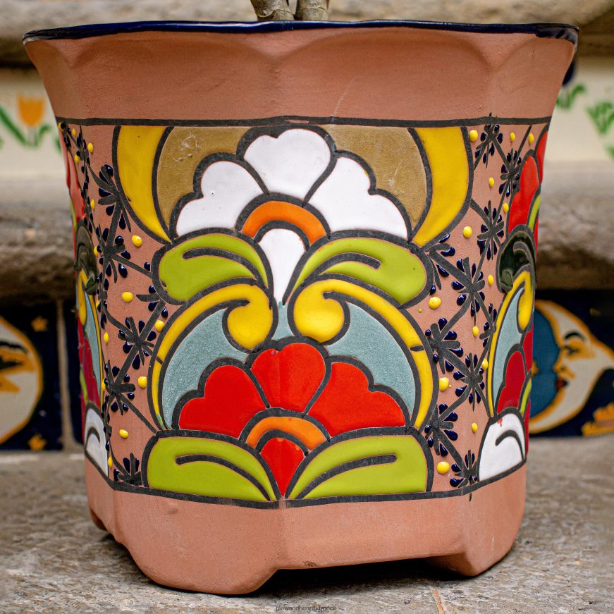 vase à fleurs talavera octogonal moyen Plow & Hearth 8642F6957 cour et jardin