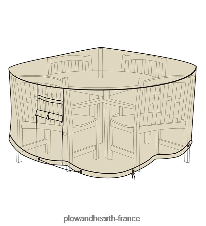 Housse de table et chaises rondes extra larges de luxe - beige Plow & Hearth 8642F61050 cour et jardin
