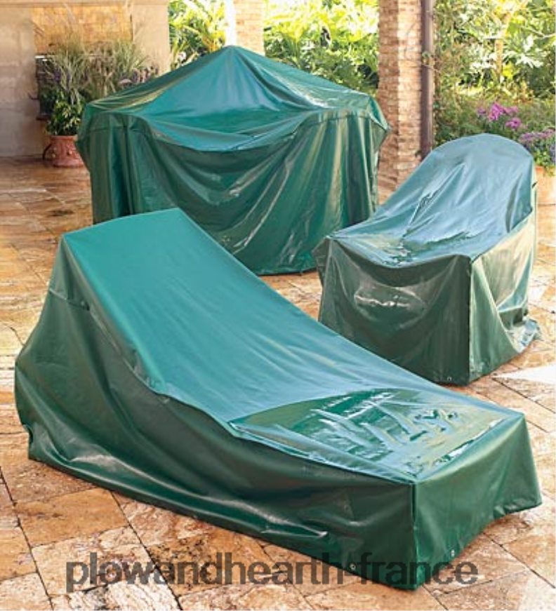 Housse toutes saisons pour mobilier d'extérieur classique pour chaises empilables - vert Plow & Hearth 8642F61034 cour et jardin