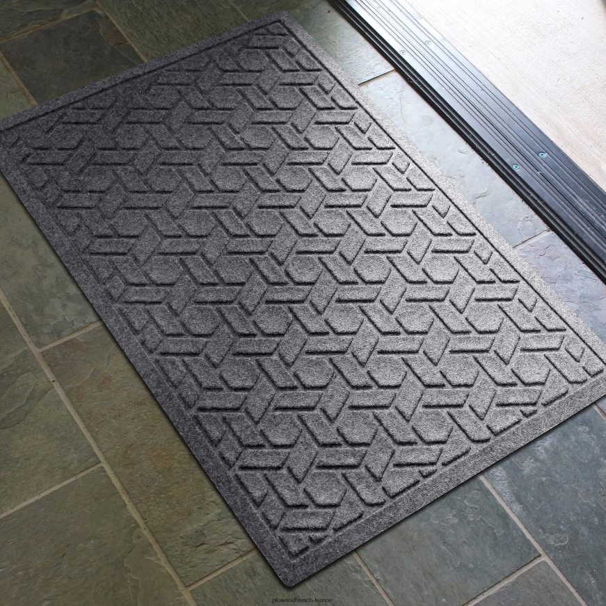 Paillasson tissé en canne lavable en machine Waterhog - granite Plow & Hearth 8642F61064 cour et jardin
