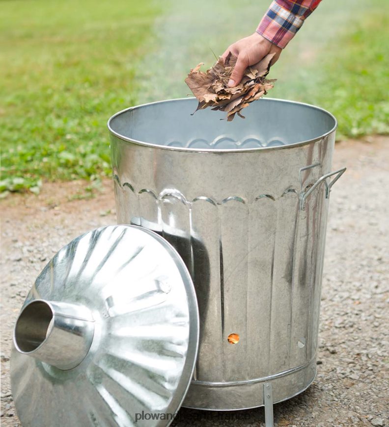 poubelle d'incinérateur de jardin/maison en métal galvanisé Plow & Hearth 8642F6990 cour et jardin