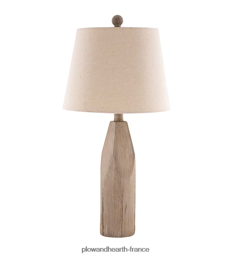 lampe de table en bois patiné avec abat-jour en lin naturel Plow & Hearth 8642F62125 meubles