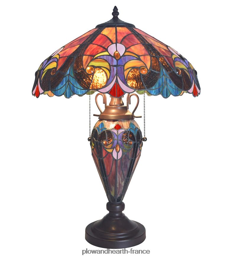 lampe de table en vitrail de style Tiffany Plow & Hearth 8642F62128 meubles