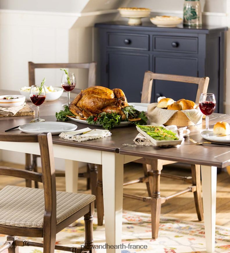 Table Shelby de la collection Farmhouse de Laurel Ridge avec feuilles dépliantes - cacao Plow & Hearth 8642F62099 meubles