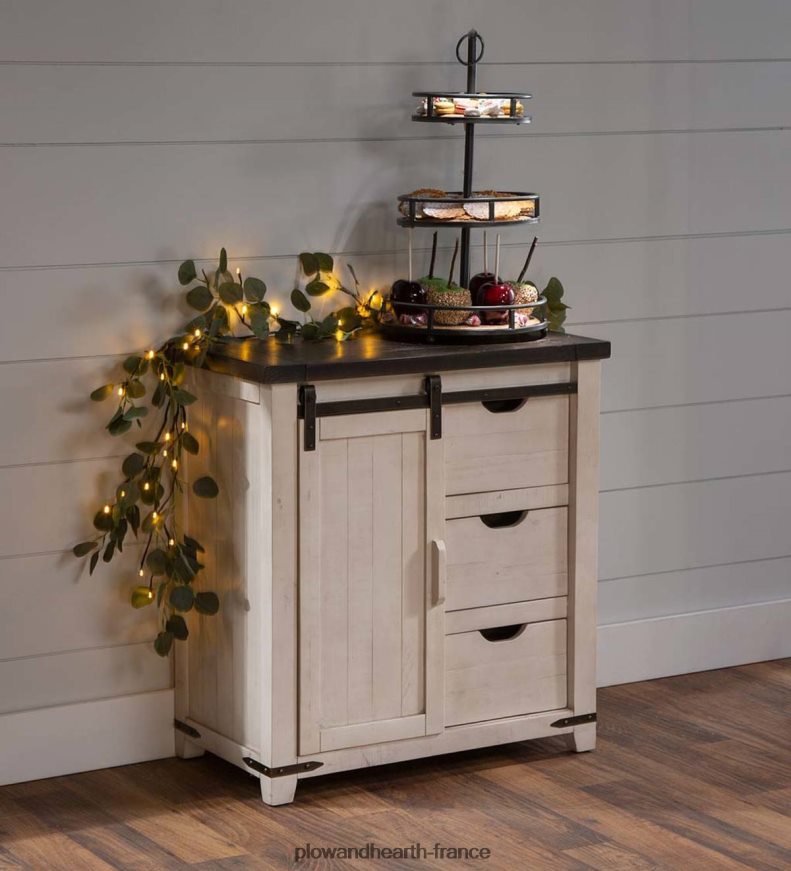 armoire de rangement en bois à porte de grange Cape Charles - blanc Plow & Hearth 8642F62082 meubles