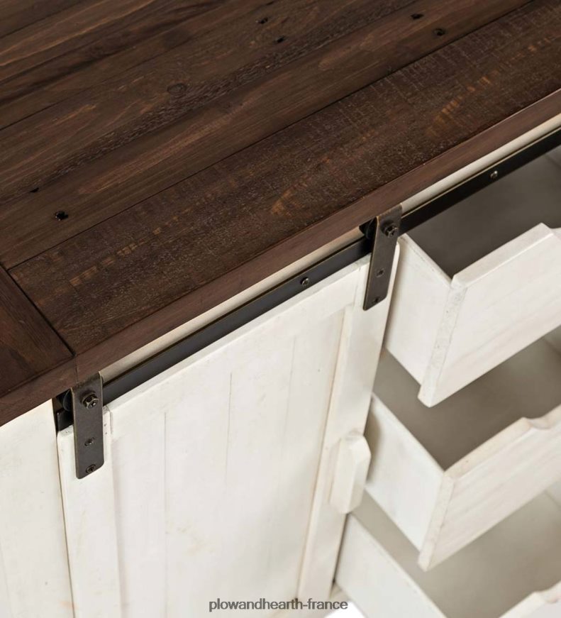 armoire de rangement en bois à porte de grange Cape Charles - blanc Plow & Hearth 8642F62082 meubles