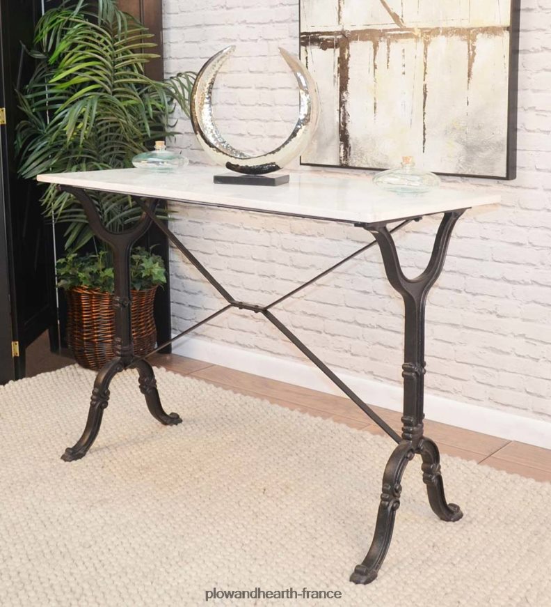 Table console en fonte avec plateau en marbre de 30 hauteurs - blanc Plow & Hearth 8642F62092 meubles