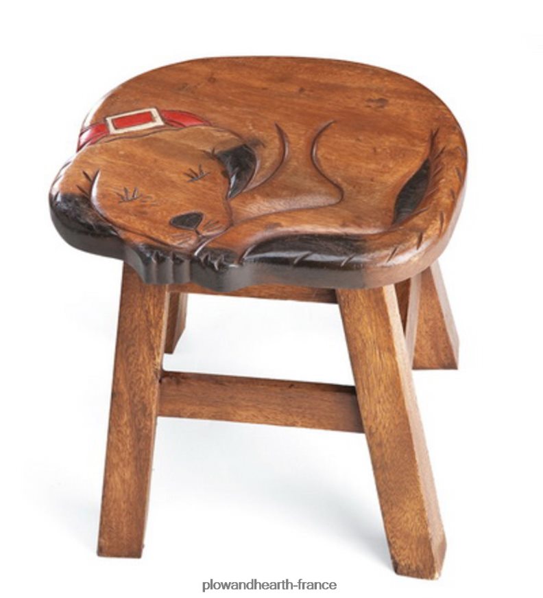 repose-pieds pour animaux de compagnie en acacia sculpté - chat Plow & Hearth 8642F62093 meubles
