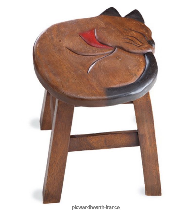 repose-pieds pour animaux de compagnie en acacia sculpté - chat Plow & Hearth 8642F62093 meubles