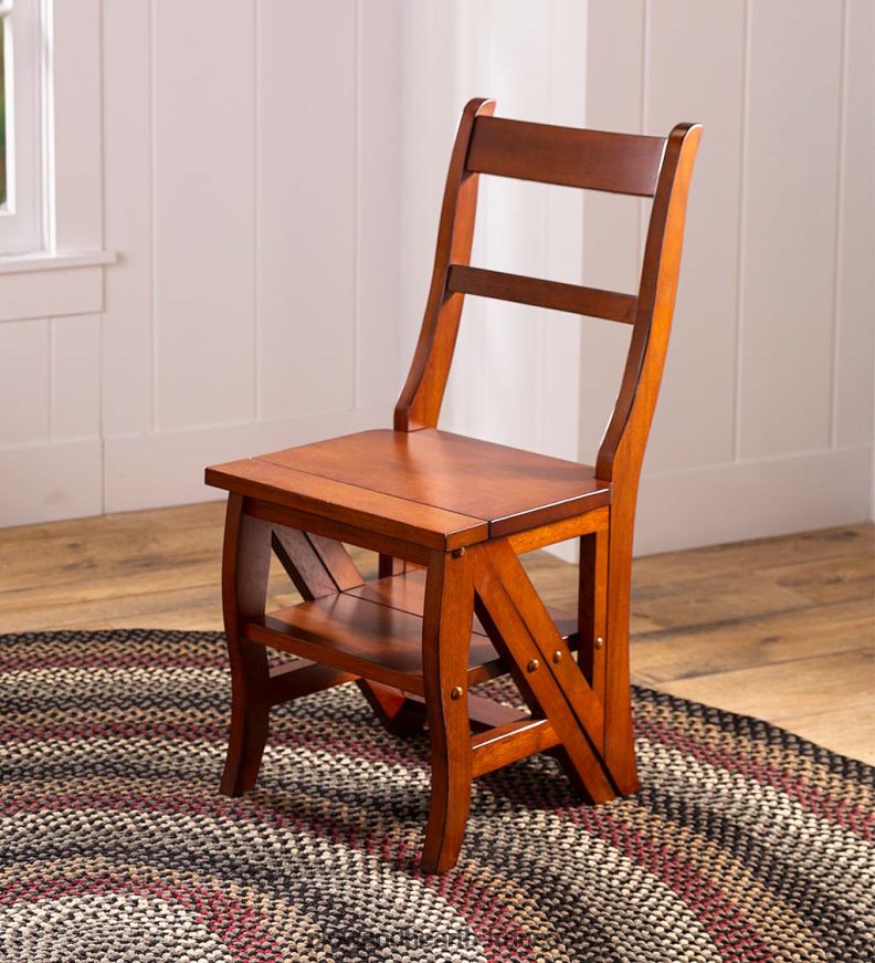 reproduction parawood chaise échelle convertible ben franklin - châtaignier Plow & Hearth 8642F62095 meubles