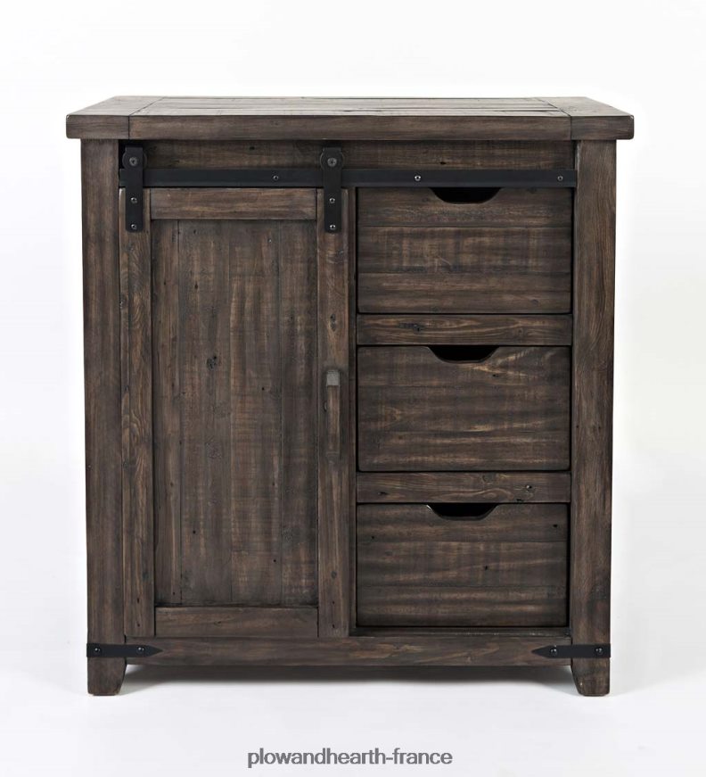 Armoire de rangement en bois à porte de grange Cape Charles avec finition bois de grange - bois de grange Plow & Hearth 8642F61993 meubles