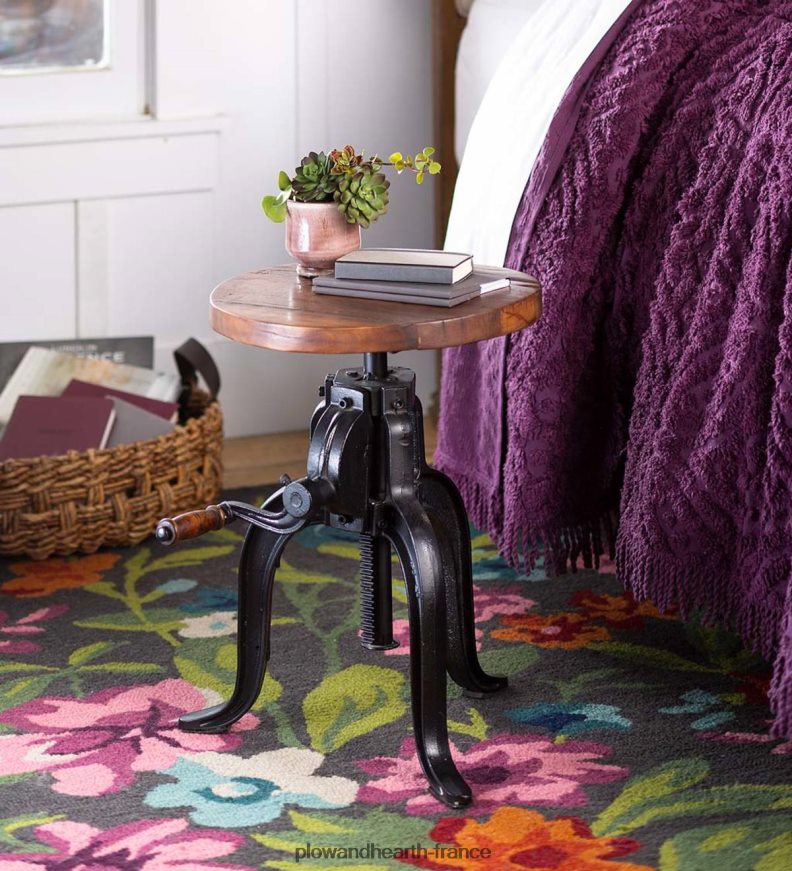 Table à manivelle à hauteur réglable en bois récupéré Allegheny Plow & Hearth 8642F61983 meubles