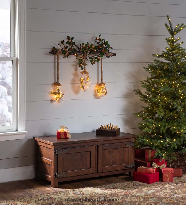 table basse/banc en bois de glacière Portland avec quincaillerie de réplique - noyer Plow & Hearth 8642F61984 meubles