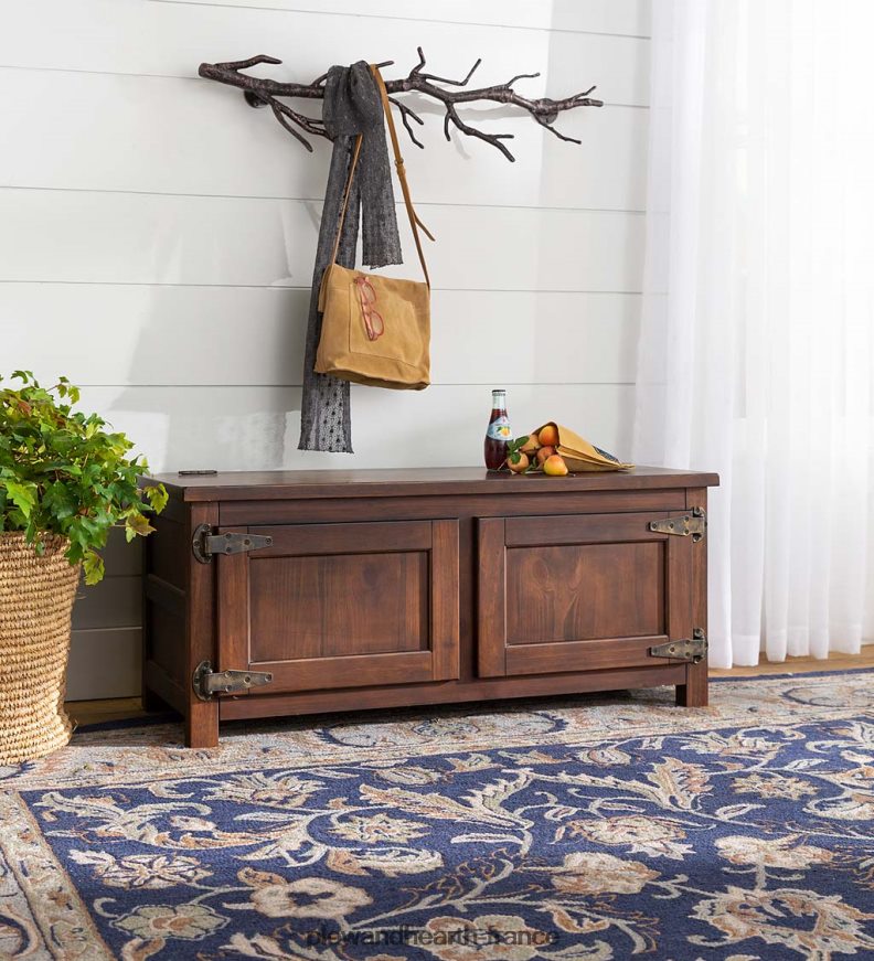 table basse/banc en bois de glacière Portland avec quincaillerie de réplique - noyer Plow & Hearth 8642F61984 meubles