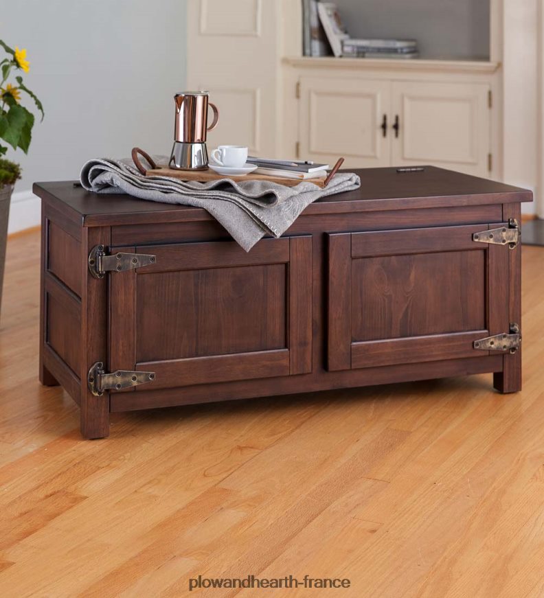 table basse/banc en bois de glacière Portland avec quincaillerie de réplique - noyer Plow & Hearth 8642F61984 meubles