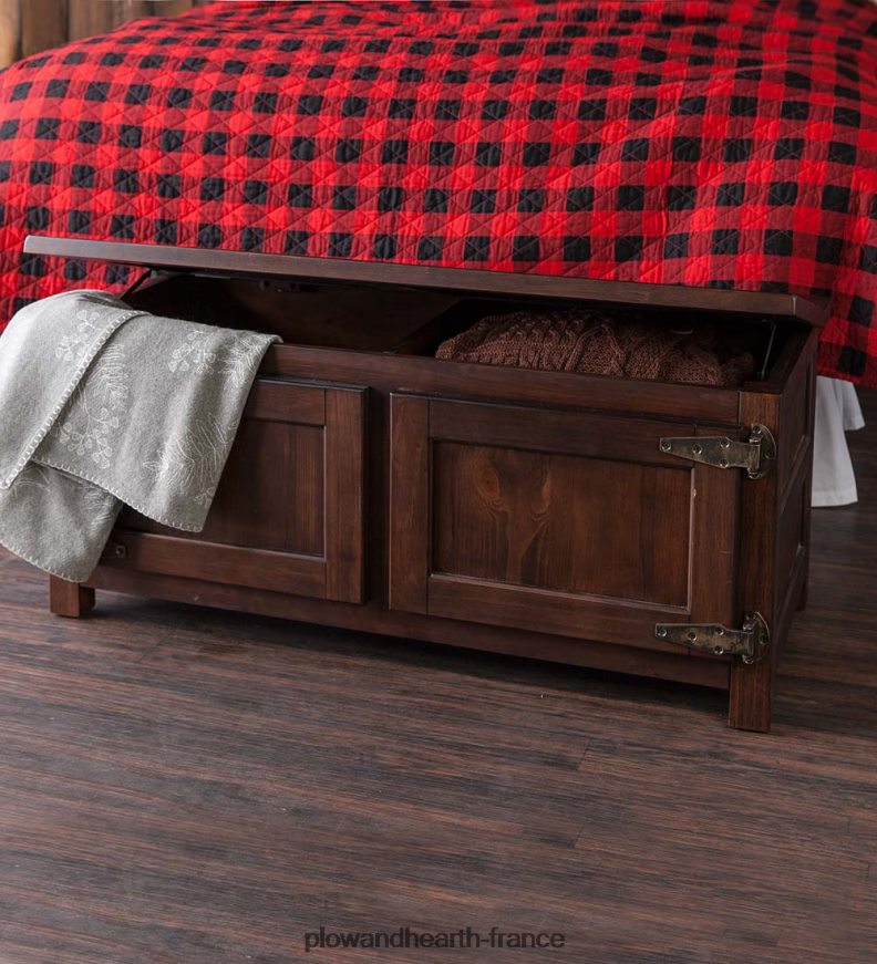 table basse/banc en bois de glacière Portland avec quincaillerie de réplique - noyer Plow & Hearth 8642F61984 meubles