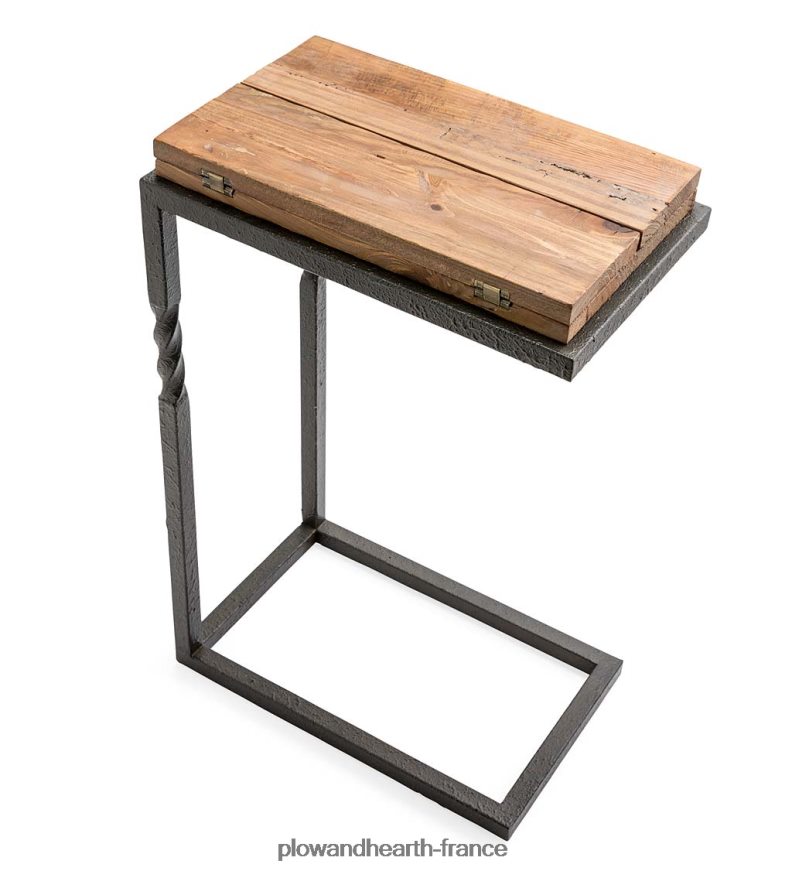 table escamotable rustique Deep Creek avec rallonges dépliantes en bois et métal Plow & Hearth 8642F61972 meubles