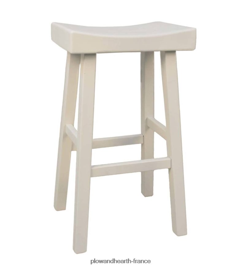 Tabouret de bar en selle de bois 30 - blanc antique Plow & Hearth 8642F62039 meubles