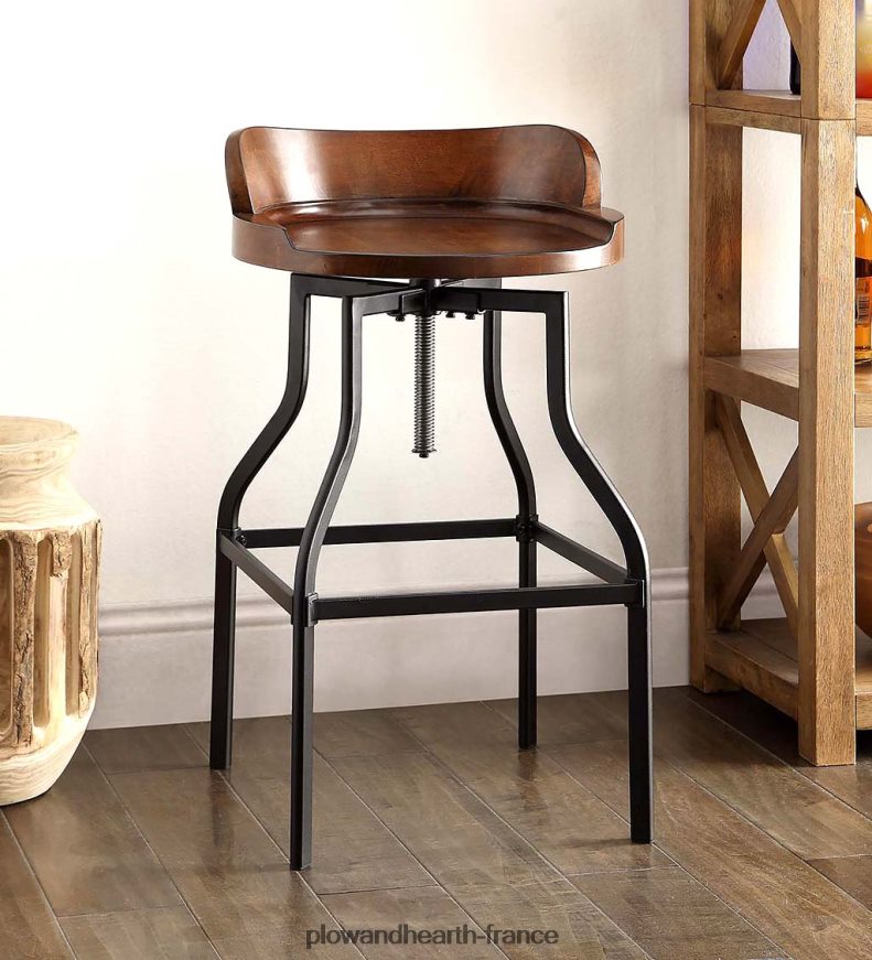 tabouret à dossier bas de style tonneau à hauteur réglable Plow & Hearth 8642F62040 meubles