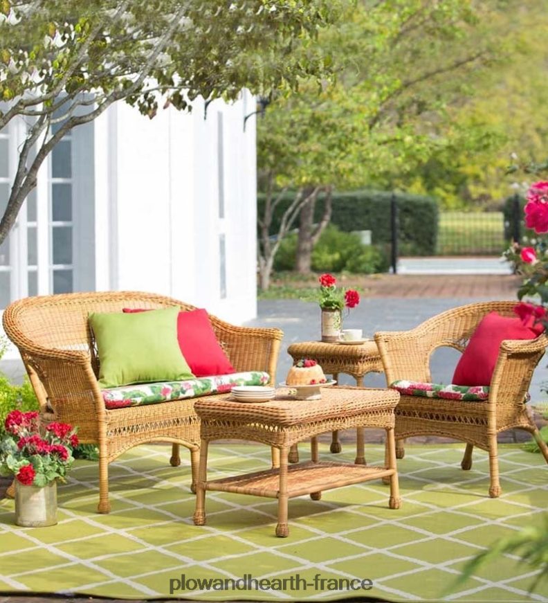 causeuse en résine tressée facile d'entretien - noir Plow & Hearth 8642F63158 meubles