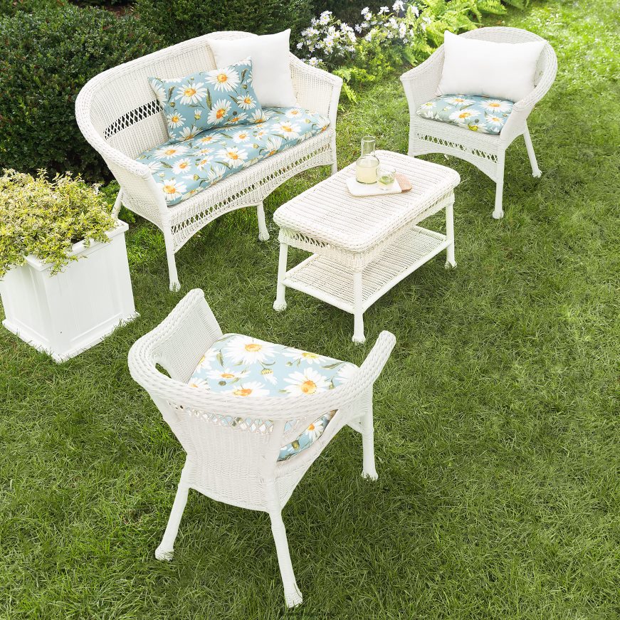 causeuse en résine tressée facile d'entretien - noir Plow & Hearth 8642F63158 meubles