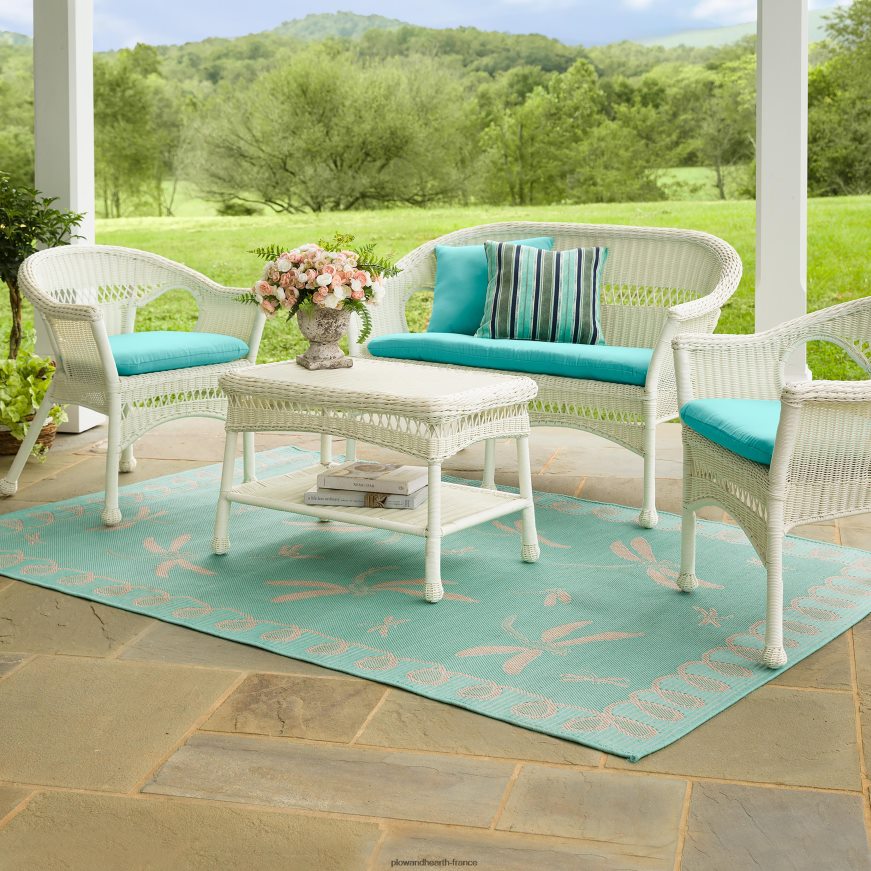 causeuse en résine tressée facile d'entretien - noir Plow & Hearth 8642F63158 meubles