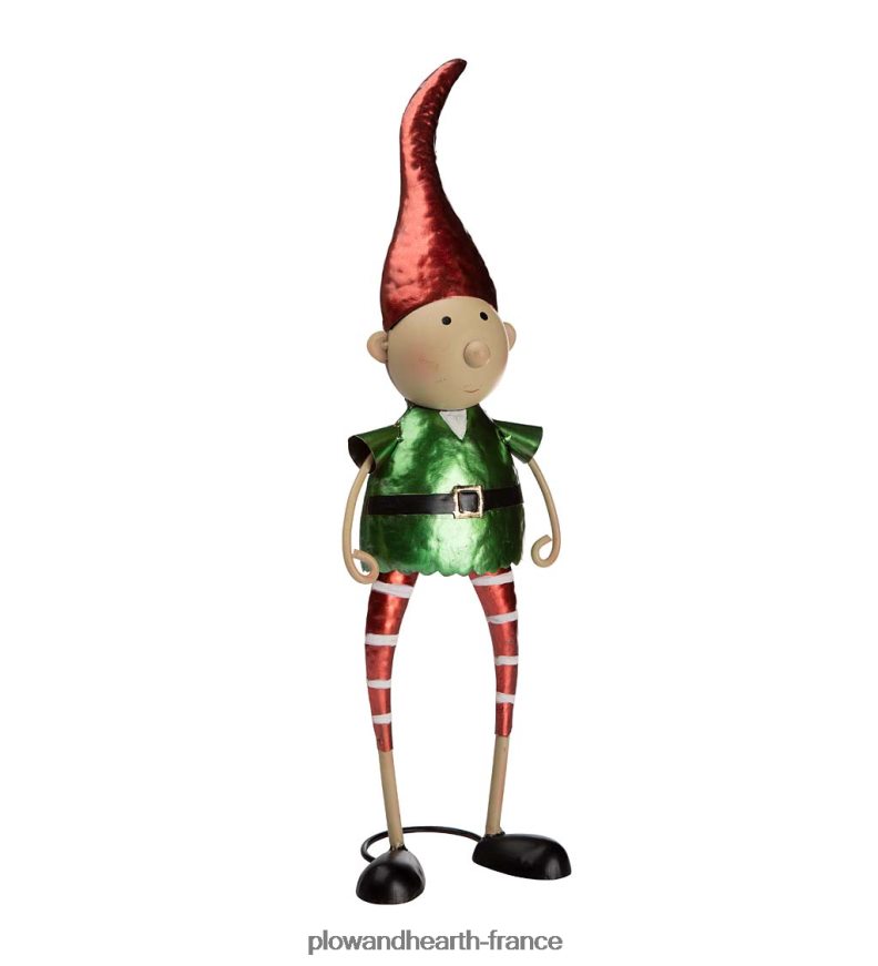 Elfe en métal avec statue de jardin de Noël au chapeau rouge Plow & Hearth 8642F63175 saisonniers et cadeaux