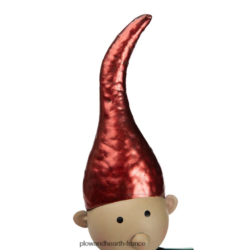 Elfe en métal avec statue de jardin de Noël au chapeau rouge Plow & Hearth 8642F63175 saisonniers et cadeaux