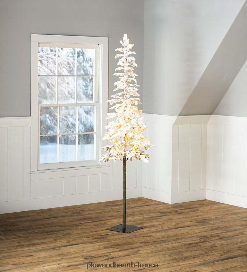Sapin de Noël alpin floqué Monte Rosa de 6' avec 150 LED blanc chaud Plow & Hearth 8642F63232 saisonniers et cadeaux