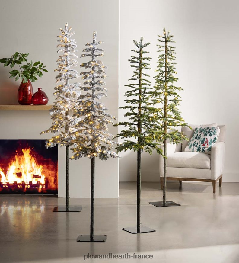 Sapin de Noël alpin floqué Monte Rosa de 6' avec 150 LED blanc chaud Plow & Hearth 8642F63232 saisonniers et cadeaux