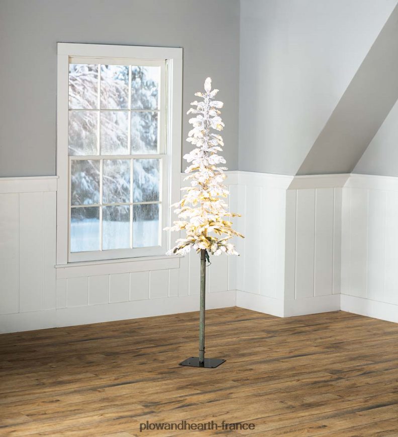 Sapin de Noël alpin floqué Monte Rosa de 6' avec 150 LED blanc chaud Plow & Hearth 8642F63232 saisonniers et cadeaux