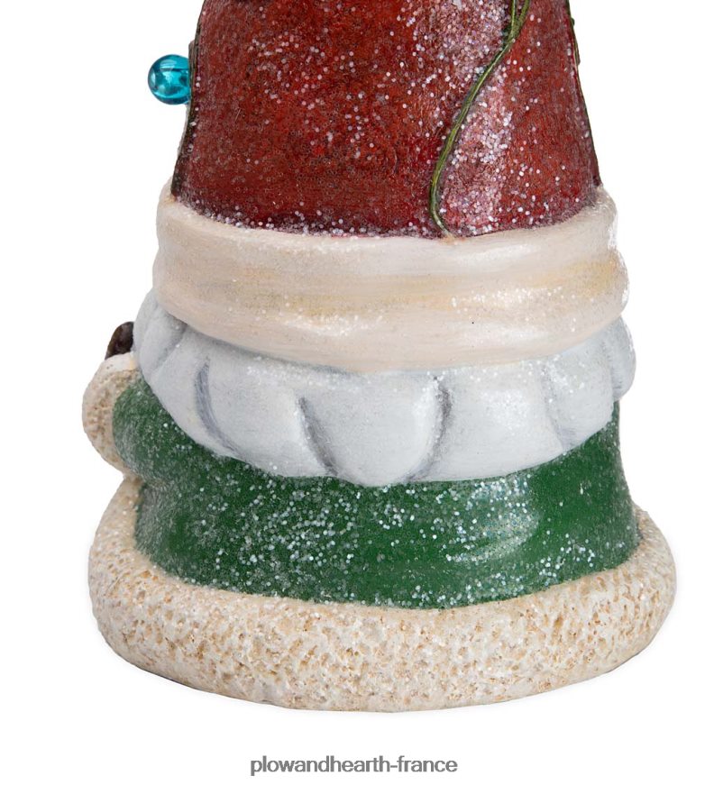 Statue de nain de jardin de vacances éclairée avec bonnet de Noel Plow & Hearth 8642F62993 saisonniers et cadeaux