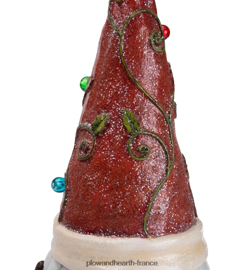 Statue de nain de jardin de vacances éclairée avec chapeau d'arbre de Noël Plow & Hearth 8642F62994 saisonniers et cadeaux