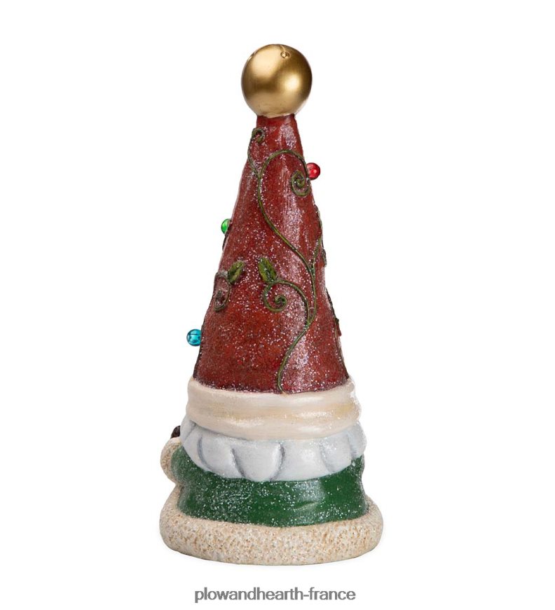 Statue de nain de jardin de vacances éclairée avec chapeau d'arbre de Noël Plow & Hearth 8642F62994 saisonniers et cadeaux