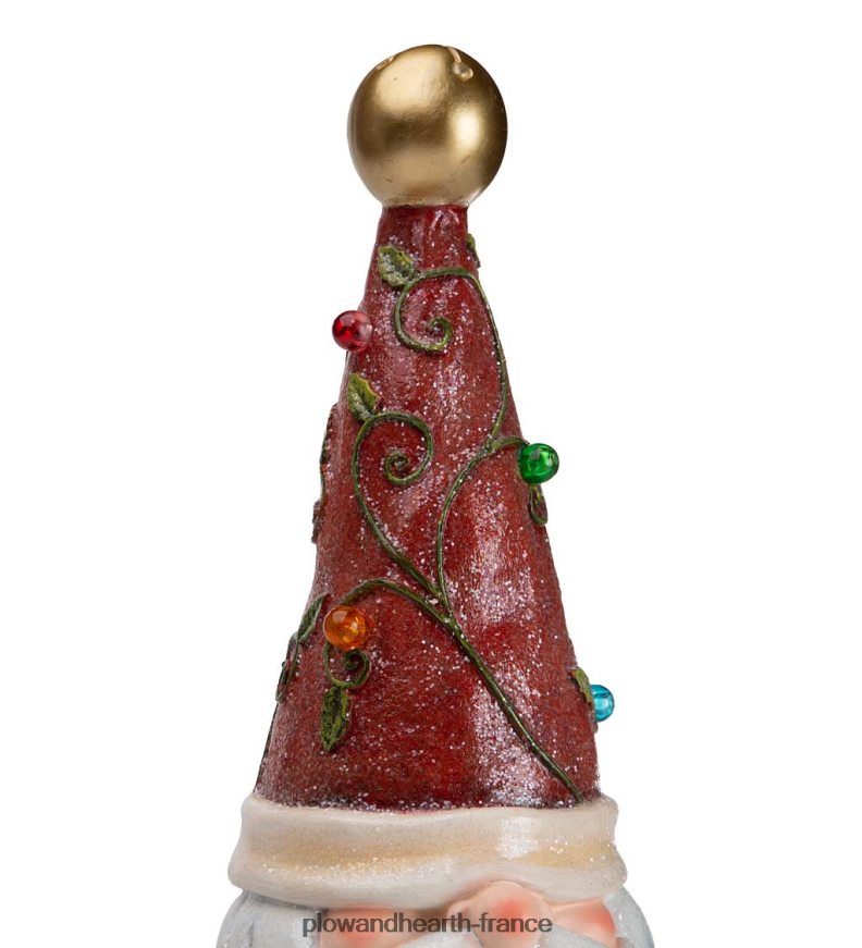 Statue de nain de jardin de vacances éclairée avec chapeau d'arbre de Noël Plow & Hearth 8642F62994 saisonniers et cadeaux