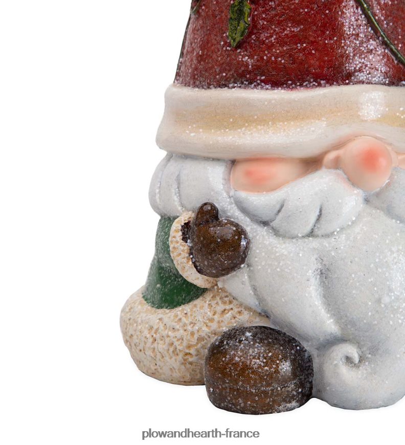 Statue de nain de jardin de vacances éclairée avec chapeau d'arbre de Noël Plow & Hearth 8642F62994 saisonniers et cadeaux