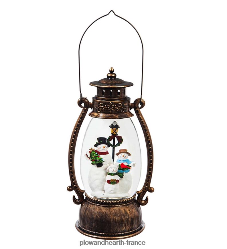 Lanterne LED bonhomme de neige avec décor de table à action tournante Plow & Hearth 8642F62155 saisonniers et cadeaux