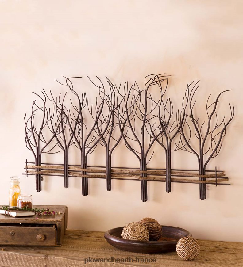 tableau mural métal et vigne naturelle sept arbres d'hiver Plow & Hearth 8642F62158 saisonniers et cadeaux