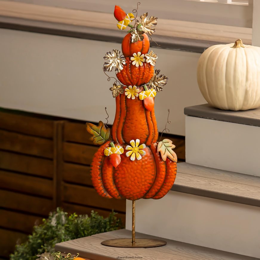 statue en métal de citrouilles empilées Plow & Hearth 8642F63116 saisonniers et cadeaux