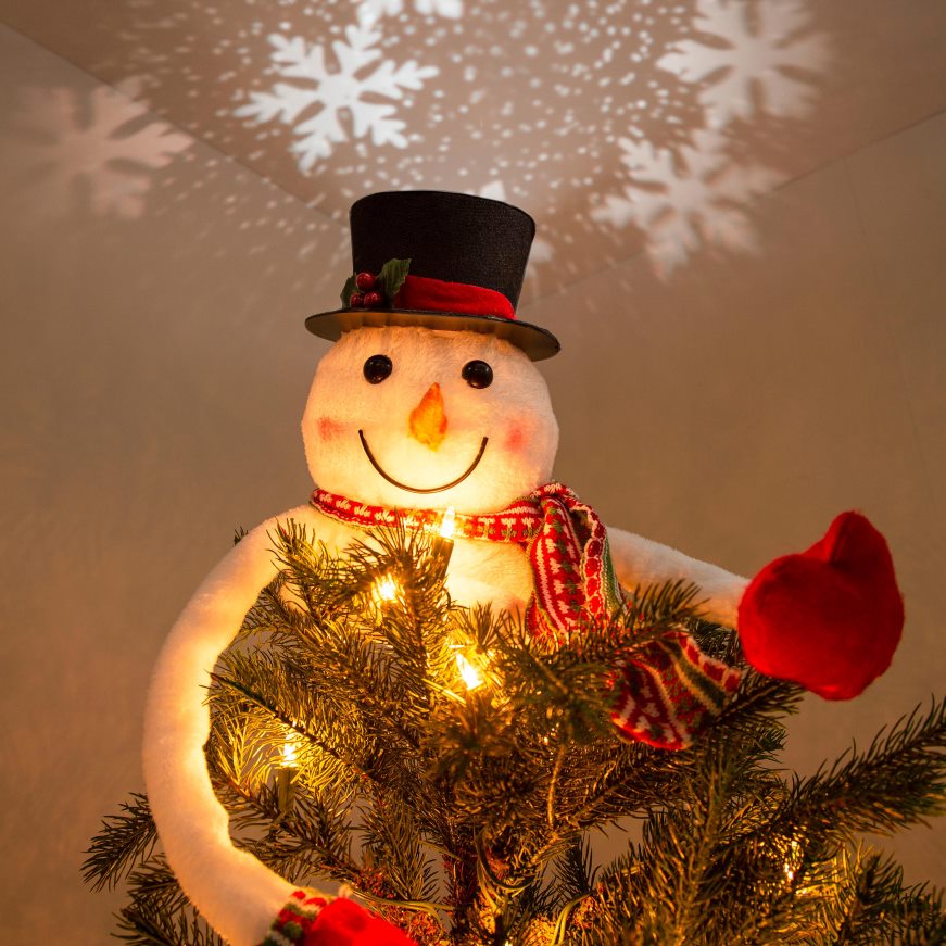Cime d'arbre de bonhomme de neige avec projecteur de flocon de neige Plow & Hearth 8642F62262 saisonniers et cadeaux
