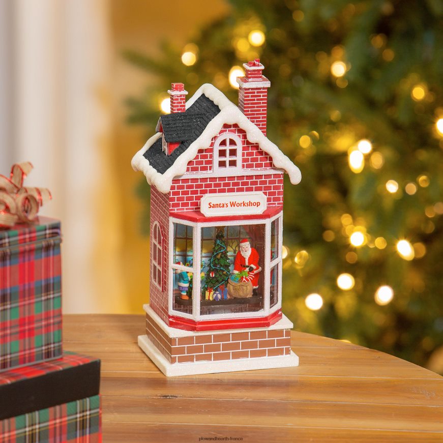 Lanterne globe d'eau éclairée de l'atelier du Père Noël Plow & Hearth 8642F62216 saisonniers et cadeaux