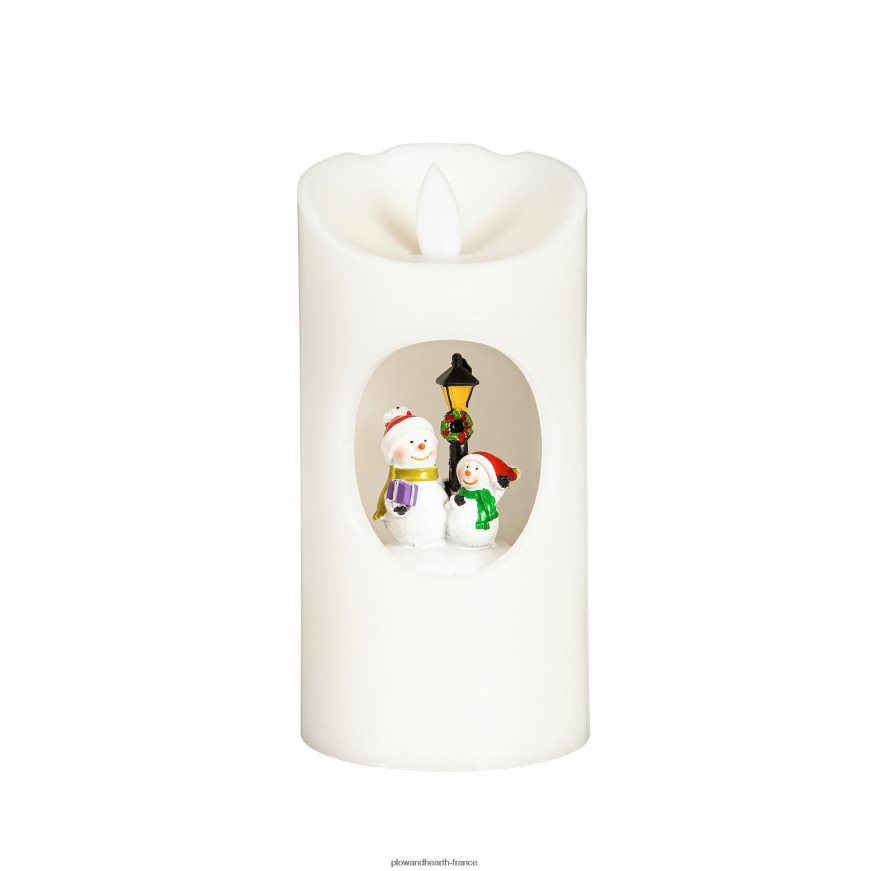 bougie de bonhomme de neige rotative allumée avec musique Plow & Hearth 8642F62200 saisonniers et cadeaux