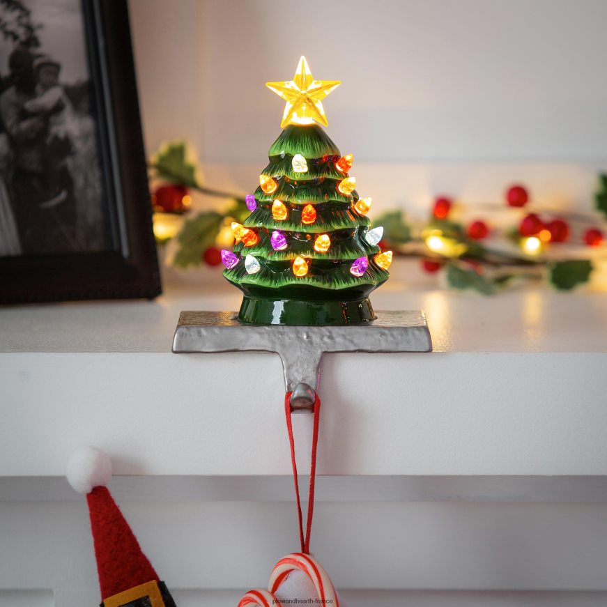 cintre de bas de Noël en céramique éclairé Plow & Hearth 8642F62236 saisonniers et cadeaux