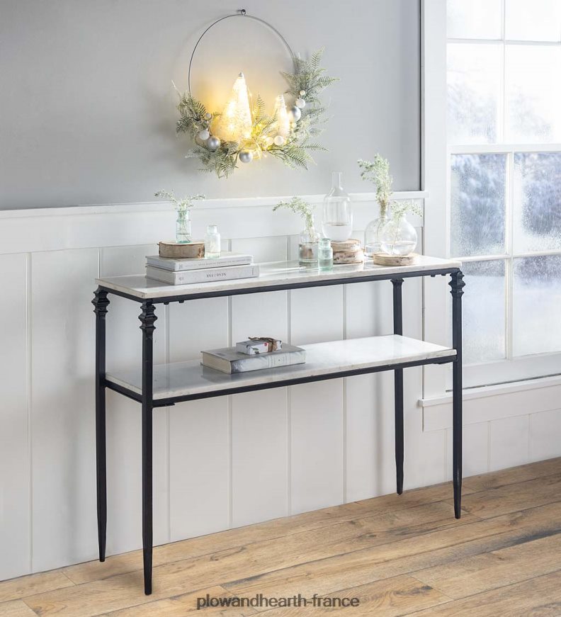 couronne de vacances éclairée avec des arbres à brosses à bouteilles Plow & Hearth 8642F62173 saisonniers et cadeaux