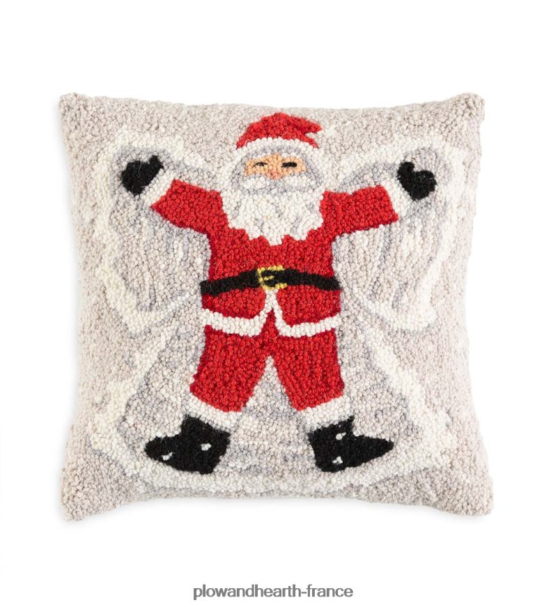 coussin en laine crocheté à la main ange des neiges du père Noël Plow & Hearth 8642F62199 saisonniers et cadeaux