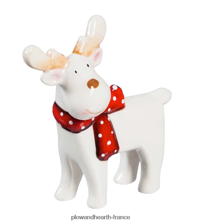 décor de table en céramique avec rennes et feuilles persistantes, ensemble de 3 Plow & Hearth 8642F62193 saisonniers et cadeaux